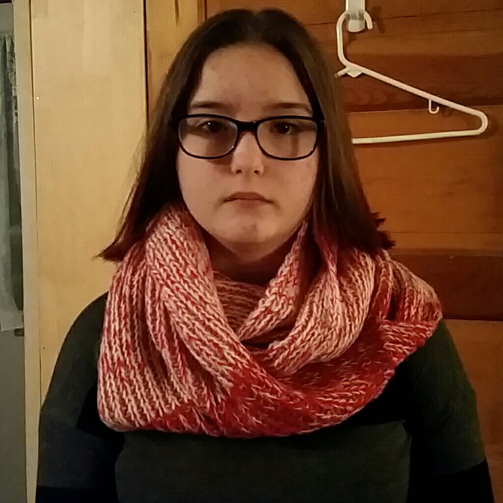 Tickled pink acrylic infinity scarf Red